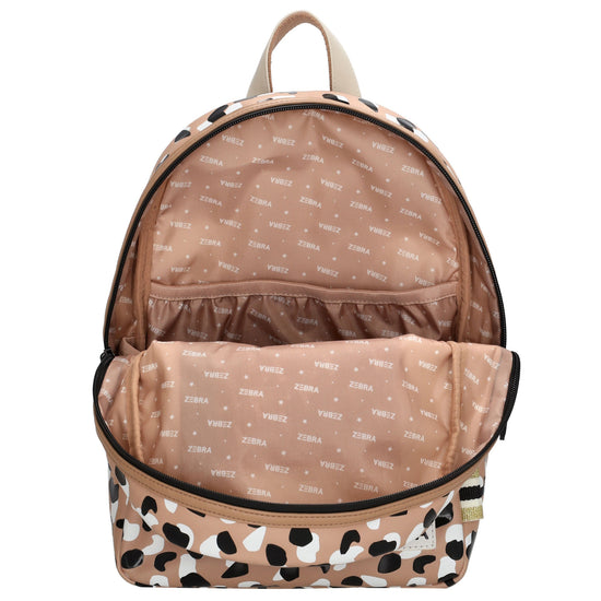 Kinderrucksack 25x35cm mit Panter-Muster in Braun - leder-accessoires.com