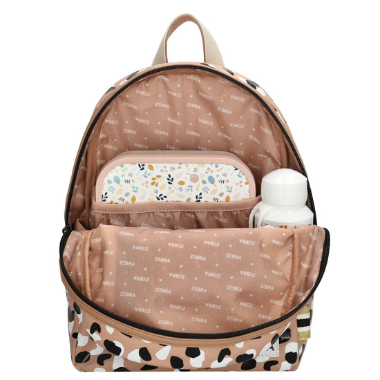 Kinderrucksack 25x35cm mit Panter-Muster in Braun - leder-accessoires.com