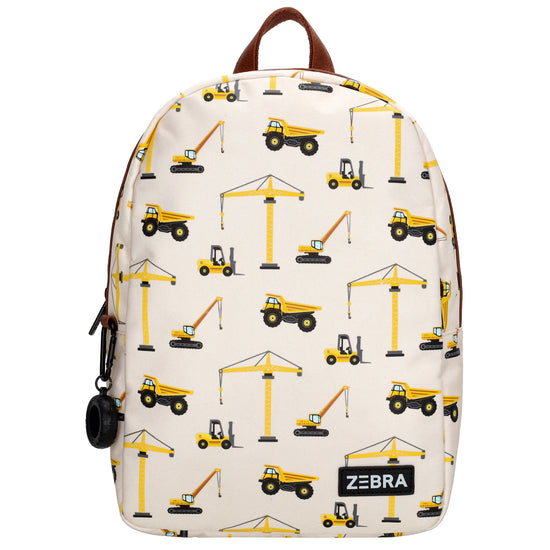 Kinderrucksack 25x35cm mit Baustellen-Muster in Beige - leder-accessoires.com