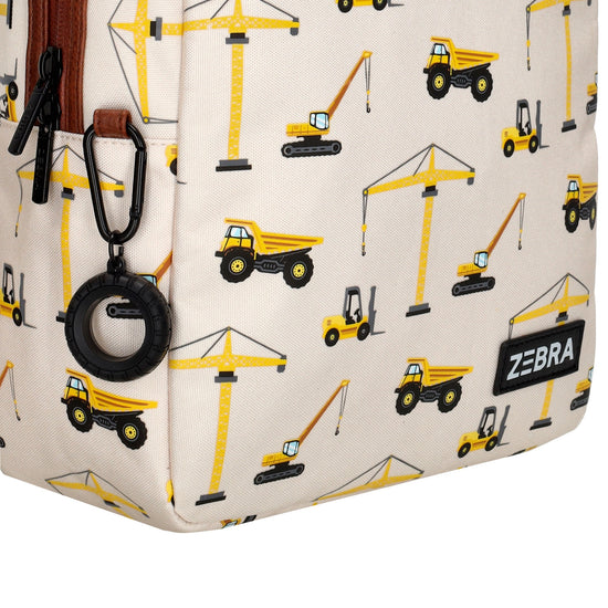 Kinderrucksack 25x35cm mit Baustellen-Muster in Beige - leder-accessoires.com