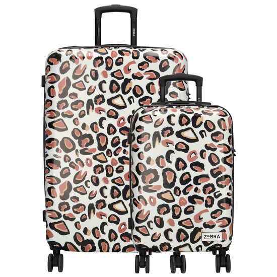 Reisetrolley|Hartschalenkoffer im SET 76|57cm im Leoparden-Look mit 4-Rad - leder-accessoires.com