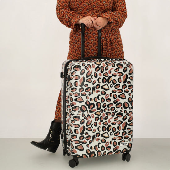 Reisetrolley|Hartschalenkoffer 76cm im Leoparden-Look mit 4-Rad - leder-accessoires.com