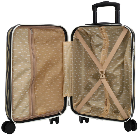 Reisetrolley|Hartschalenkoffer im SET 76|57cm im Zebra-Look mit 4-Rad - leder-accessoires.com