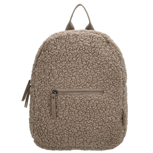 Teddyrucksack 25x32cm in Taupe mit Reißverschluss