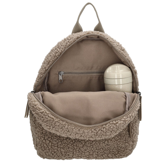 Teddyrucksack 25x32cm in Taupe mit Reißverschluss - leder-accessoires.com