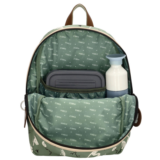 Kinderrucksack 25x35cm mit Dino-Muster in Grün - leder-accessoires.com