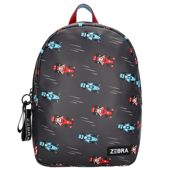 Kinderrucksack 25x35cm mit Rennauto-Muster in Schwarz - leder-accessoires.com