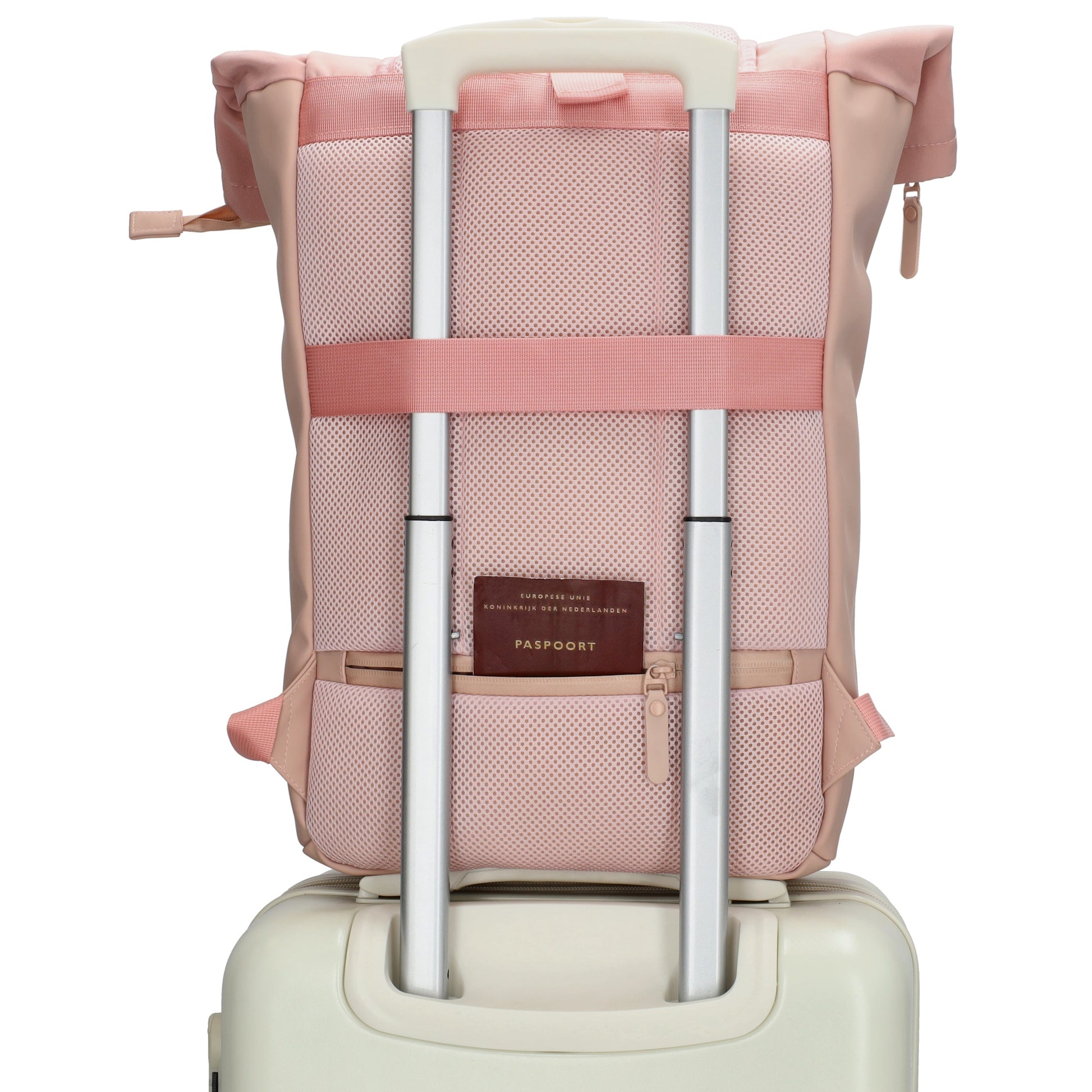 Rolltop-Rucksack 46x38cm in Rosa mit Reißverschluss und Reißverschlussfach - leder-accessoires.com