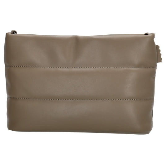 Umhängetasche gesteppt 24x16cm in Taupe aus Kunstleder