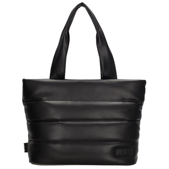 Shopper gesteppt 34x28cm in Schwarz aus Kunstleder - leder-accessoires.com