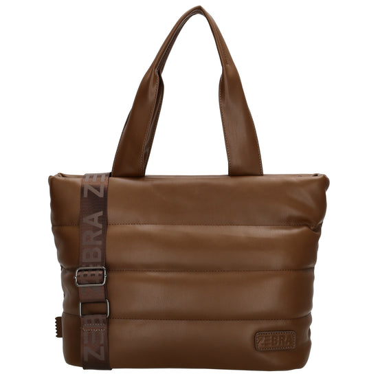 Shopper gesteppt 34x28cm in Braun aus Kunstleder - leder-accessoires.com