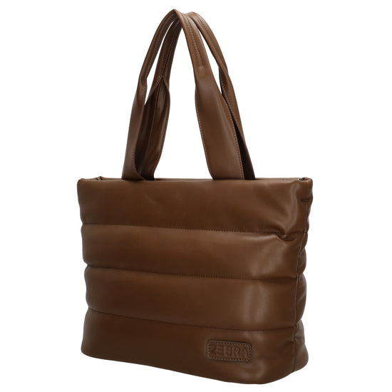 Shopper gesteppt 34x28cm in Braun aus Kunstleder - leder-accessoires.com