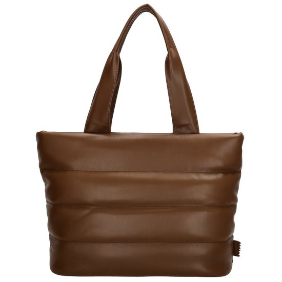 Shopper gesteppt 34x28cm in Braun aus Kunstleder - leder-accessoires.com