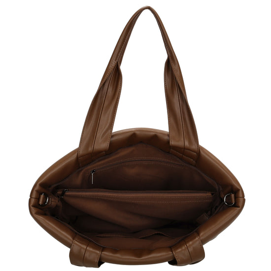 Shopper gesteppt 34x28cm in Braun aus Kunstleder - leder-accessoires.com