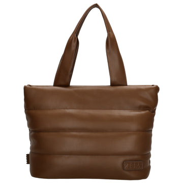 Shopper gesteppt 34x28cm in Braun aus Kunstleder