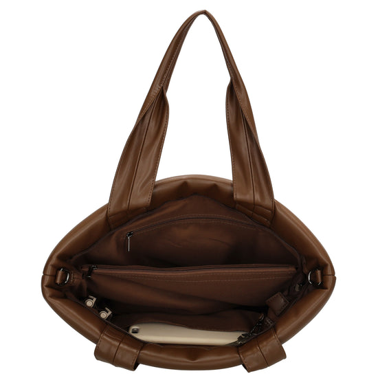 Shopper gesteppt 34x28cm in Braun aus Kunstleder - leder-accessoires.com
