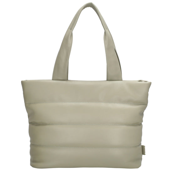 Shopper gesteppt 34x28cm in Mint aus Kunstleder - leder-accessoires.com