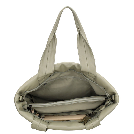 Shopper gesteppt 34x28cm in Mint aus Kunstleder - leder-accessoires.com