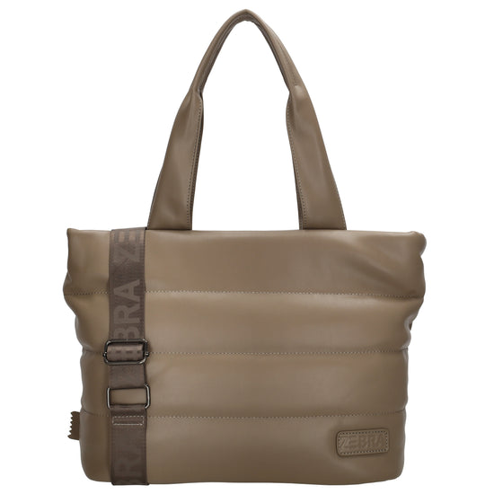 Shopper gesteppt 34x28cm in Taupe aus Kunstleder - leder-accessoires.com