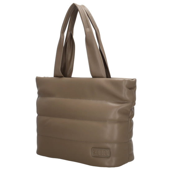 Shopper gesteppt 34x28cm in Taupe aus Kunstleder - leder-accessoires.com