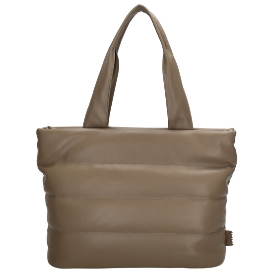 Shopper gesteppt 34x28cm in Taupe aus Kunstleder - leder-accessoires.com