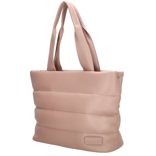Shopper gesteppt 34x28cm in Altrosa aus Kunstleder - leder-accessoires.com