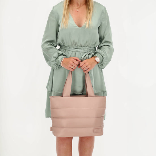 Shopper gesteppt 34x28cm in Altrosa aus Kunstleder - leder-accessoires.com