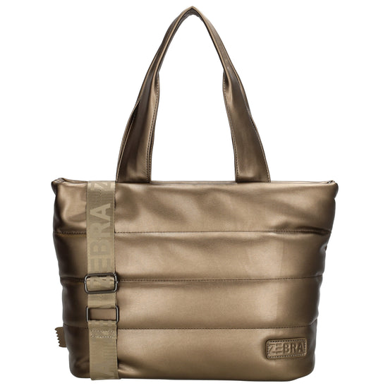Shopper gesteppt 34x28cm in Bronze aus Kunstleder - leder-accessoires.com