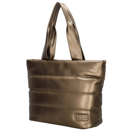 Shopper gesteppt 34x28cm in Bronze aus Kunstleder - leder-accessoires.com