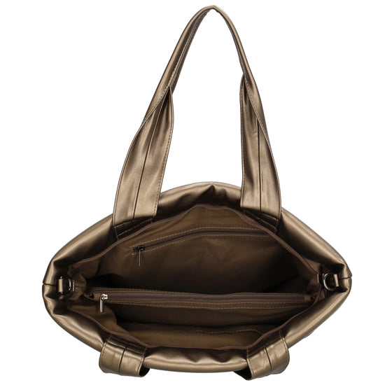 Shopper gesteppt 34x28cm in Bronze aus Kunstleder - leder-accessoires.com