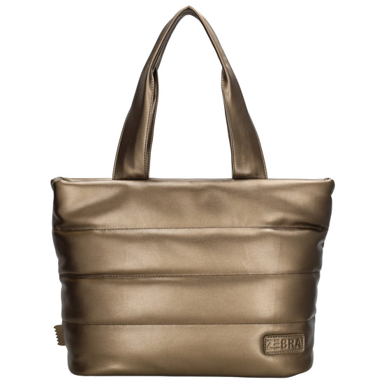 Shopper gesteppt 34x28cm in Bronze aus Kunstleder - leder-accessoires.com