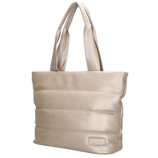 Shopper gesteppt 34x28cm in Champagner aus Kunstleder - leder-accessoires.com