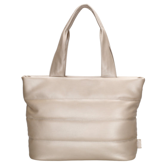 Shopper gesteppt 34x28cm in Champagner aus Kunstleder - leder-accessoires.com