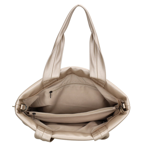 Shopper gesteppt 34x28cm in Champagner aus Kunstleder - leder-accessoires.com