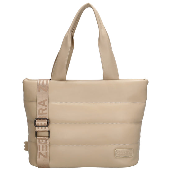 Shopper gesteppt 34x28cm in Beige aus Kunstleder - leder-accessoires.com