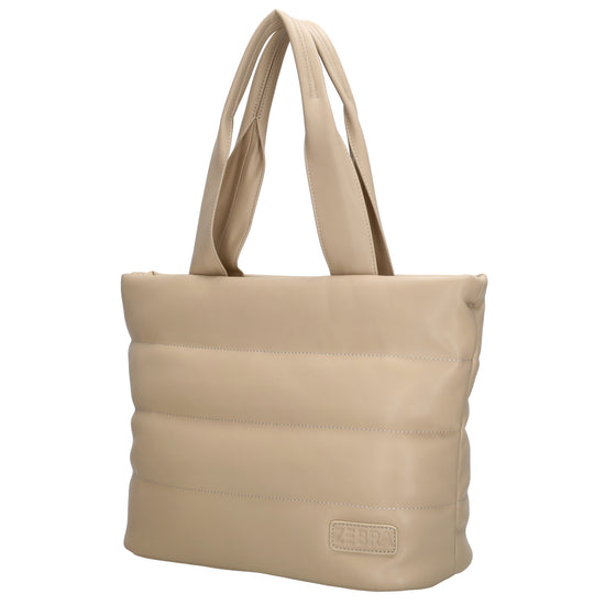 Shopper gesteppt 34x28cm in Beige aus Kunstleder - leder-accessoires.com