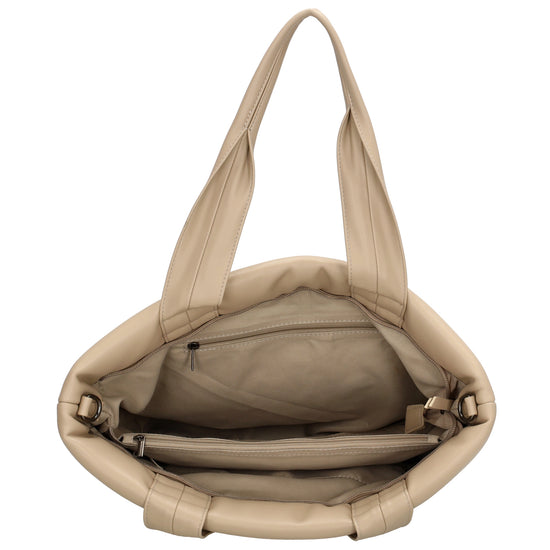 Shopper gesteppt 34x28cm in Beige aus Kunstleder - leder-accessoires.com