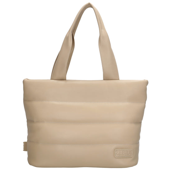 Shopper gesteppt 34x28cm in Beige aus Kunstleder - leder-accessoires.com