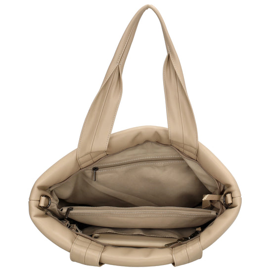 Shopper gesteppt 34x28cm in Beige aus Kunstleder - leder-accessoires.com