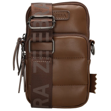 Handytasche | Minibag gesteppt 13x19cm in Braun mit Reißverschluss und Vortasche