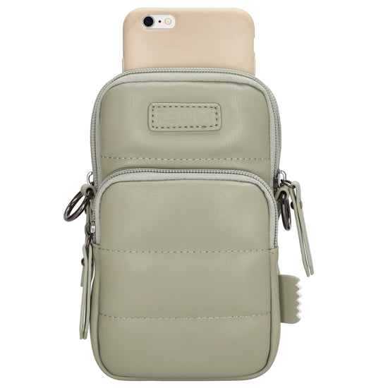 Handytasche | Minibag gesteppt 13x19cm in Mint mit Reißverschluss und Vortasche - leder-accessoires.com