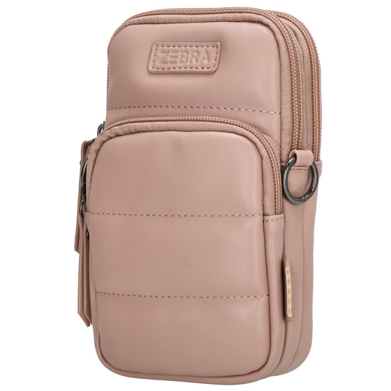 Handytasche | Minibag gesteppt 13x19cm in Altrosa mit Reißverschluss und Vortasche - leder-accessoires.com