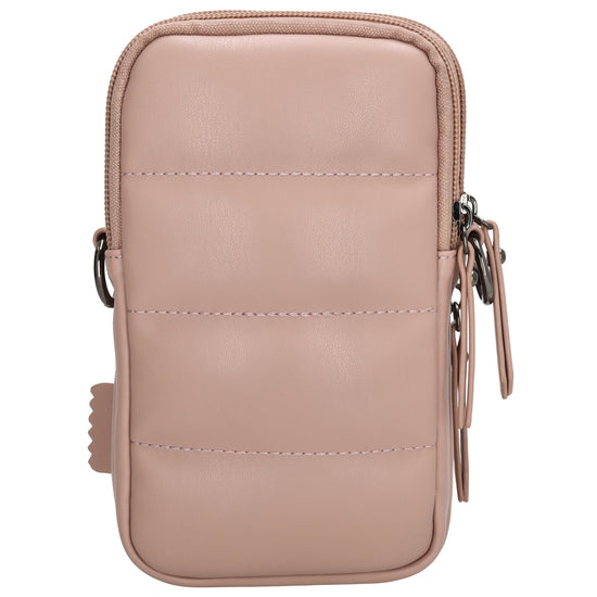 Handytasche | Minibag gesteppt 13x19cm in Altrosa mit Reißverschluss und Vortasche - leder-accessoires.com