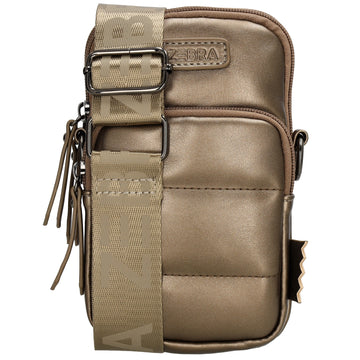 Handytasche | Minibag gesteppt 13x19cm in Bronze mit Reißverschluss und Vortasche