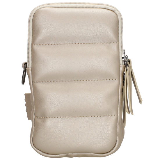 Handytasche | Minibag gesteppt 13x19cm in Champagner mit Reißverschluss und Vortasche - leder-accessoires.com