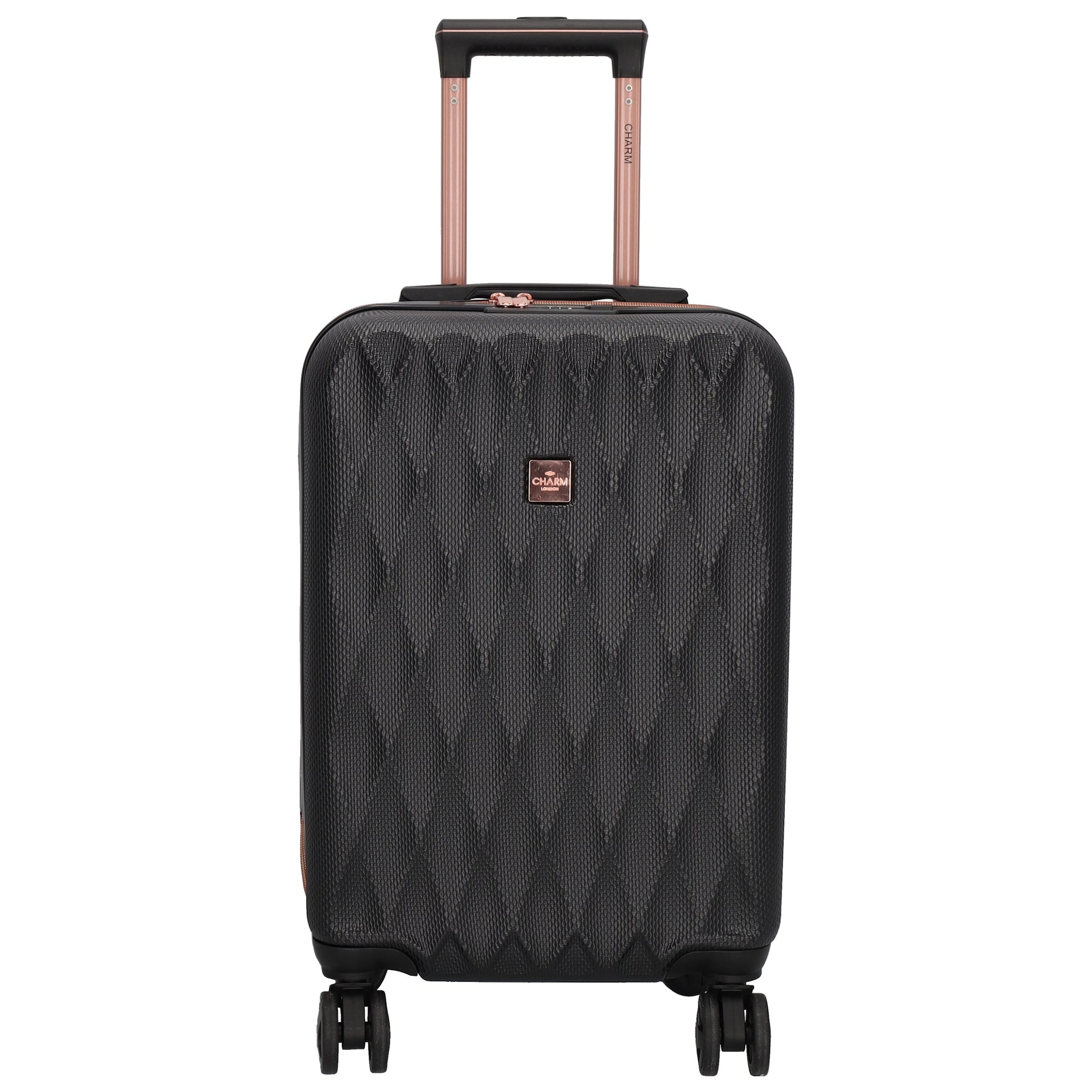 Reisetrolley|Hartschalenkoffer 55cm in Schwarz|Rose mit 4-Rad - leder-accessoires.com