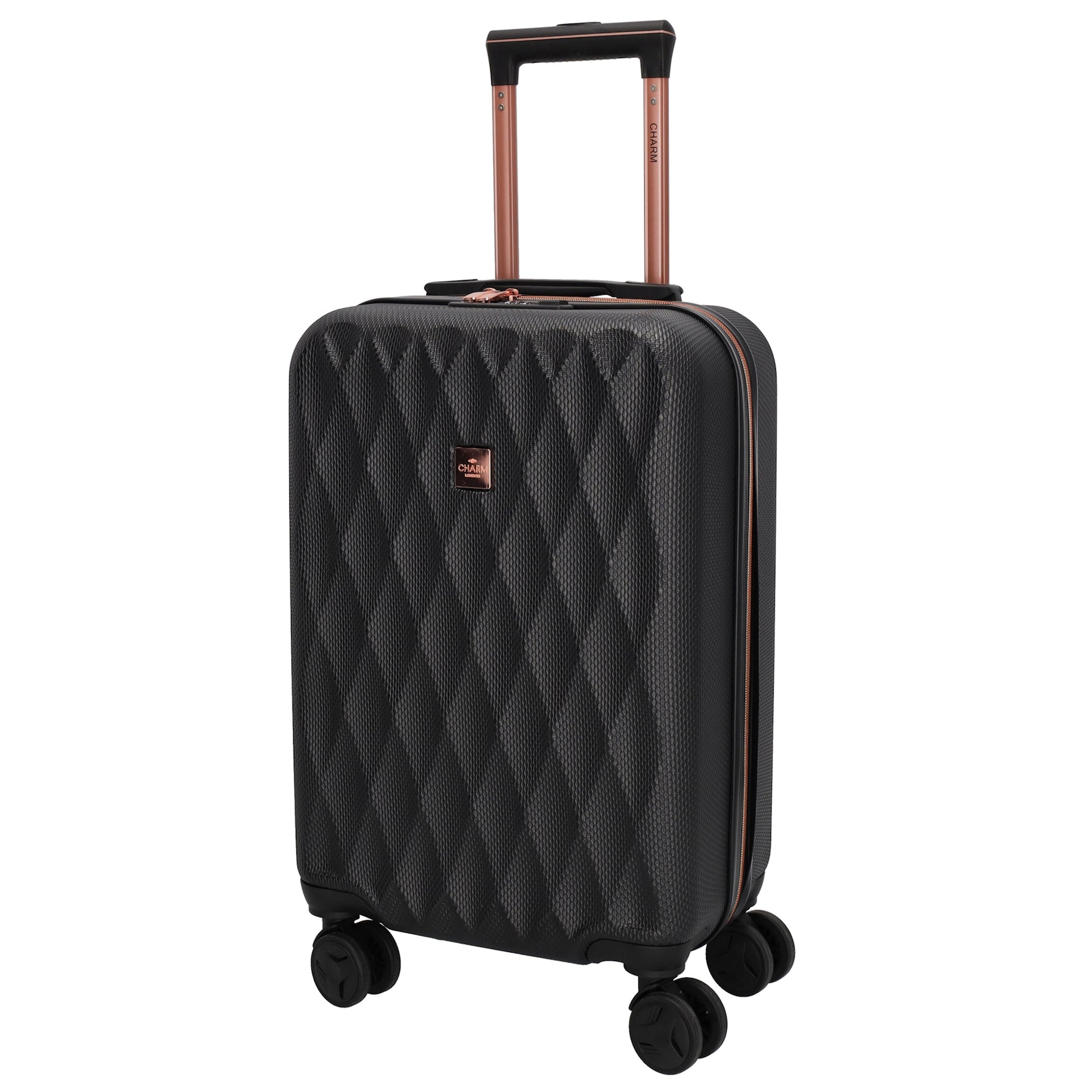 Reisetrolley|Hartschalenkoffer 55cm in Schwarz|Rose mit 4-Rad - leder-accessoires.com