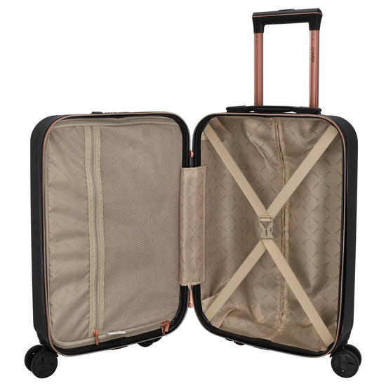 Reisetrolley|Hartschalenkoffer 55cm in Schwarz|Rose mit 4-Rad - leder-accessoires.com