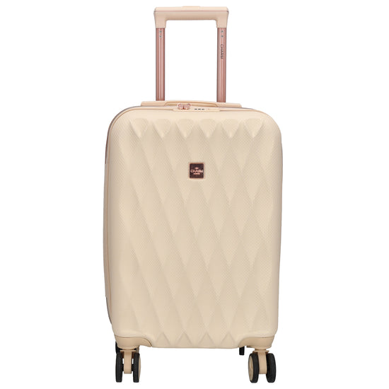 Reisetrolley|Hartschalenkoffer 55cm in Creme|Rose mit 4-Rad - leder-accessoires.com