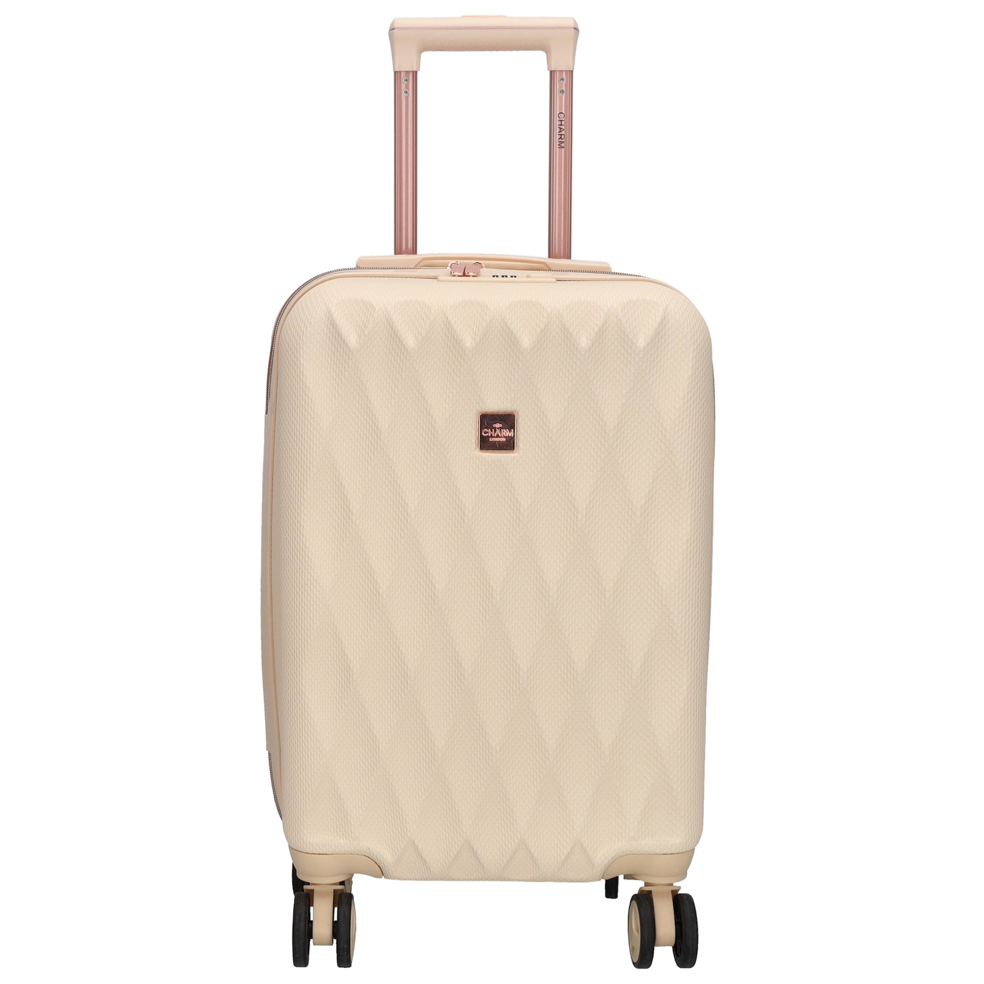 Reisetrolley|Hartschalenkoffer 55cm in Creme|Rose mit 4-Rad - leder-accessoires.com